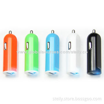 OEM 5V 2.1A/1A Car Charger for iPhone/iPad, CE/RoHS/FCC Certified, with Blue LED Indicator